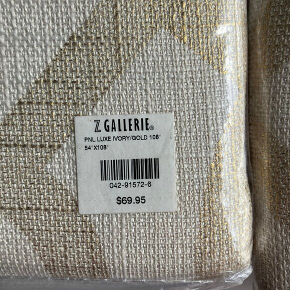 NEW Z Gallerie Luxe Drapery Panels, 54x108, Ivory/Gold, Set of 2 (1 Opened) - Picture 4 of 4